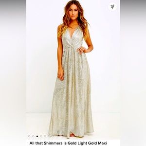 Lulu’s All that Shimmers is Gold Light Gold Dress